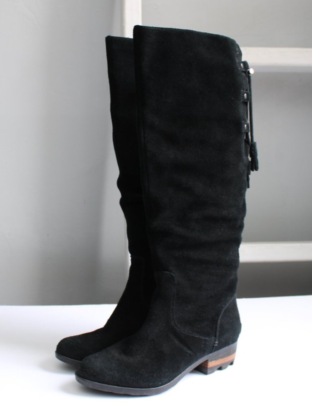 Sorel Women's Black Suede Farah Waterproof Tall Above the Knee Boots Size 8